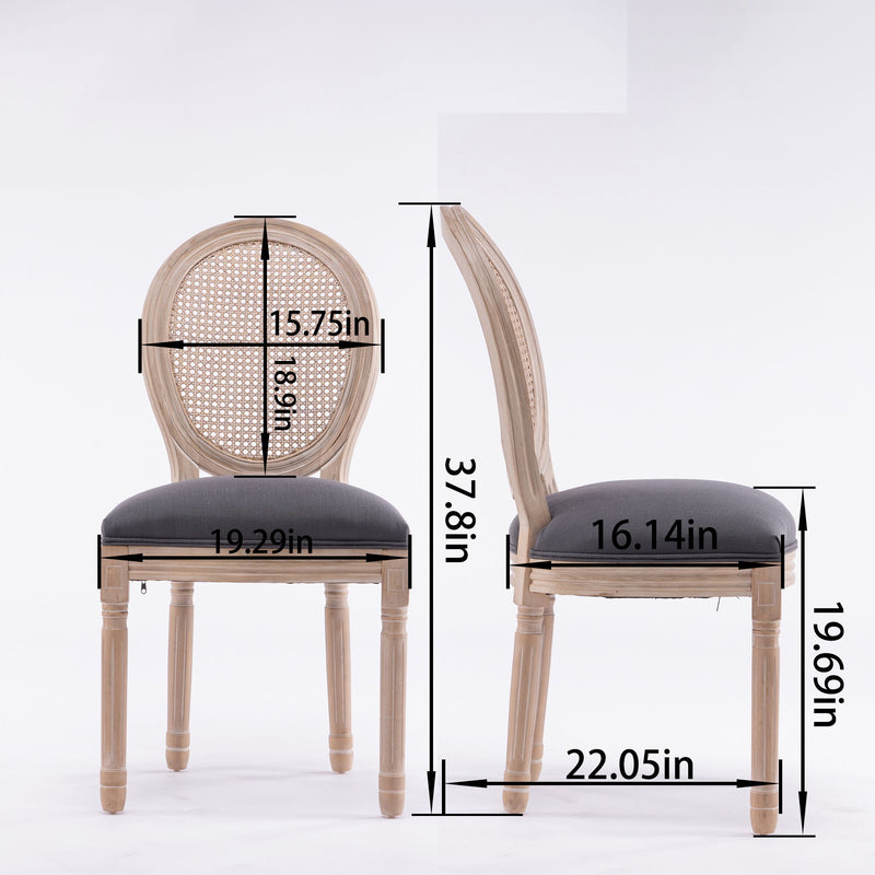 Dining Chairs, Upholstered With Round Back (Set of 2) - Gray
