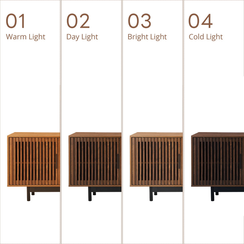 TV Stand, Media Console & Soft Closing Hinges, Adjustable Shelves, Slatted Doors - Walnut
