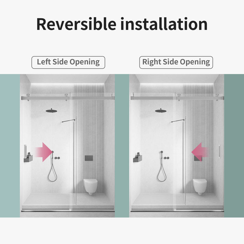 Frameless Sliding Shower Door With Soft Close - Brushed Nickel