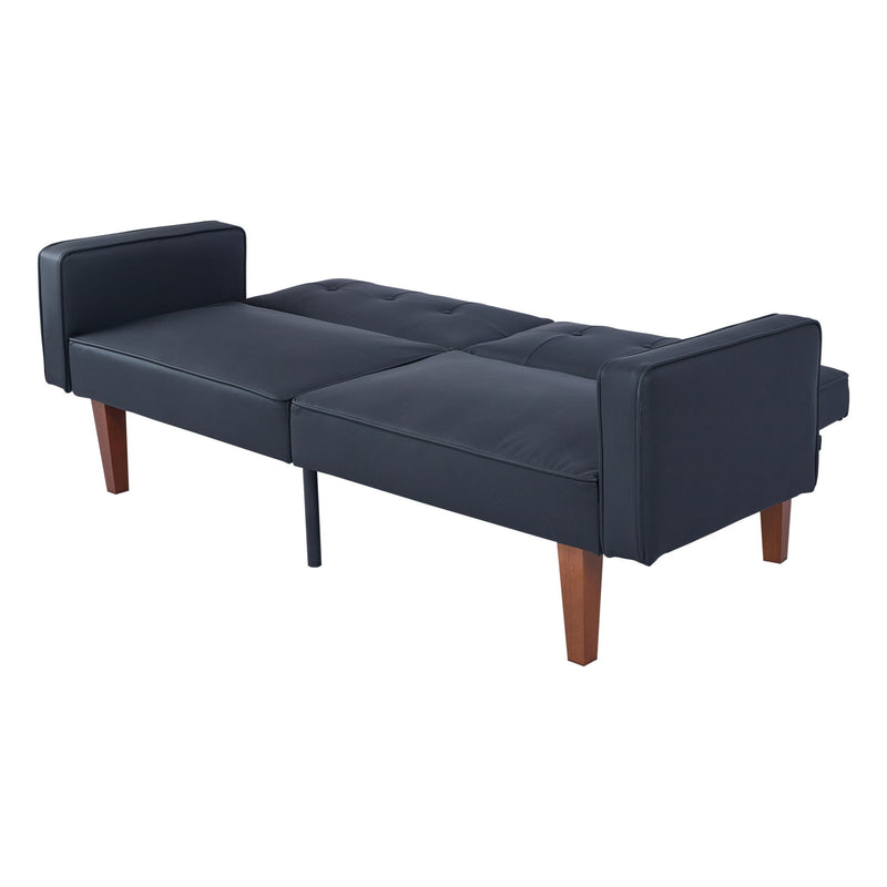 Convertible Futon Sofa Bed With Adjustable Split Back, Twin Size Sleeper Couch - Black
