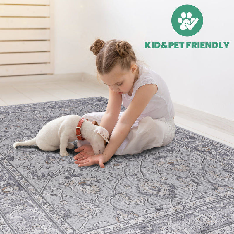 Marfi - 6' X 9' Oriental Area Rug - Ivory / Gray