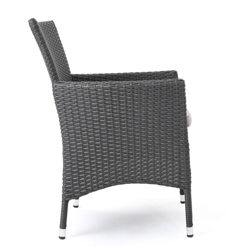 Dimensional Outdoor Dining Chair With Cushion Seat And Iron Frame (Set of 2)