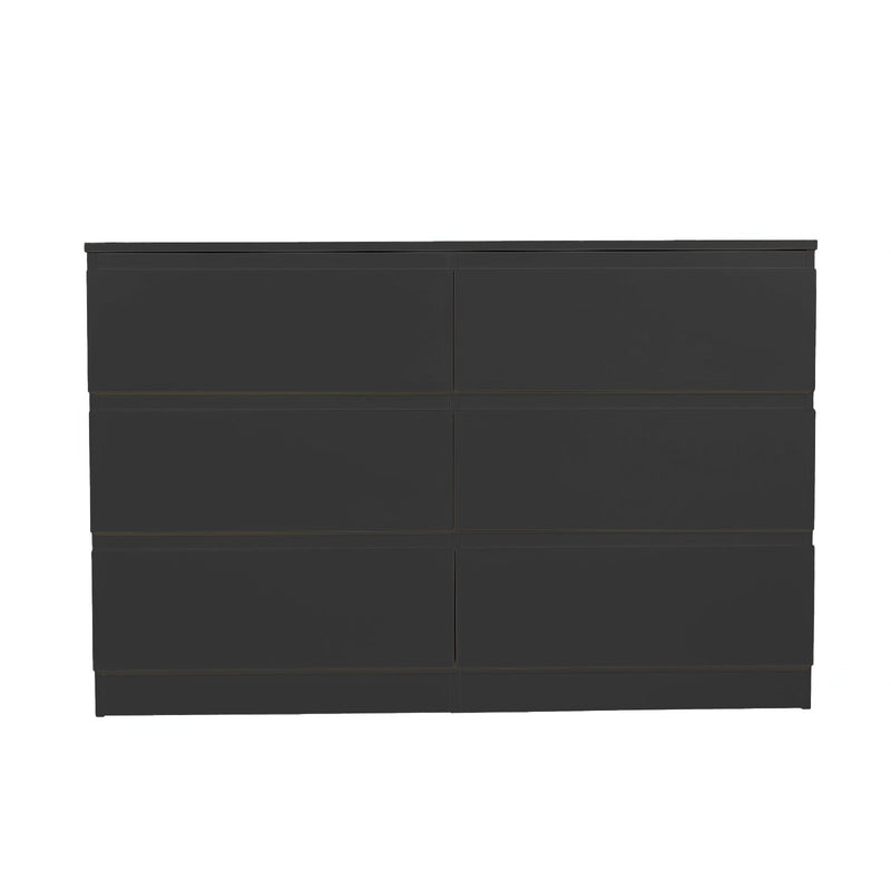 6 Drawer Dresser With Spacious Countertop And Concealed Handles