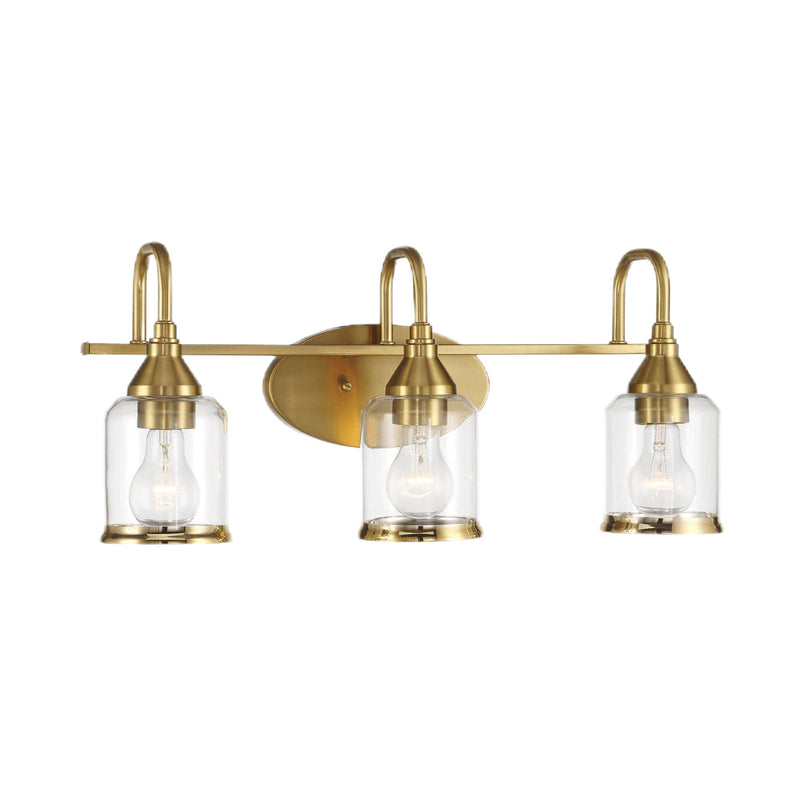3 Lights Brush Vanity Light - Clear / Gold