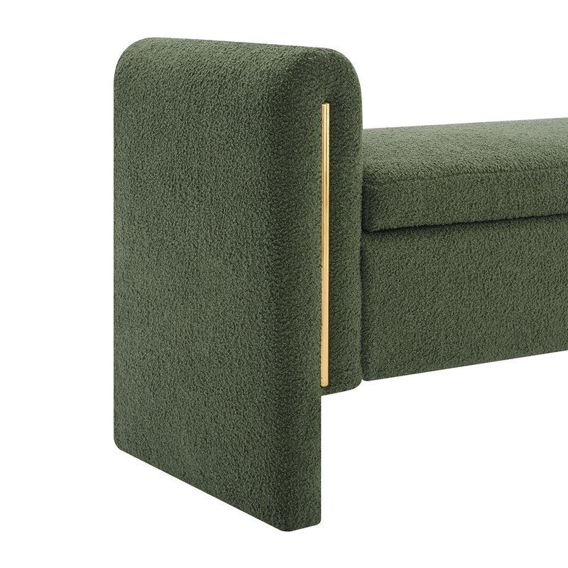 Modern Teddy Upholstered Large Bed End Bench With Arms And Storage