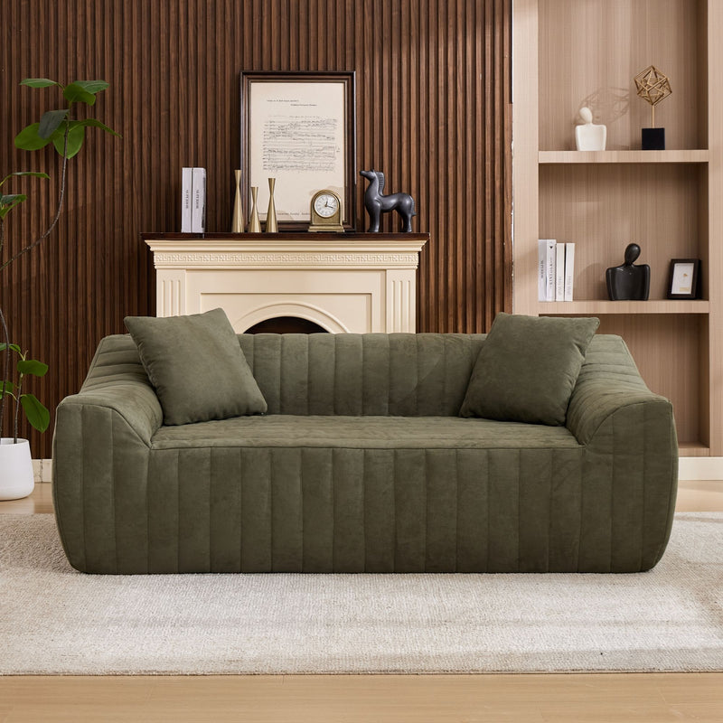 Oversized 2 Seater Loveseat With 2 Decor Throw Pillows, Deep Seat Sofa For Living Rooms