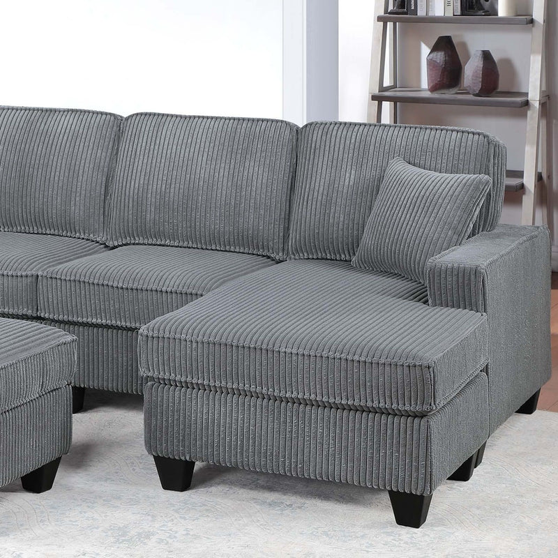Sectional With Left Arm Facing Loveseat With USB Port With Cocktail Ottoman