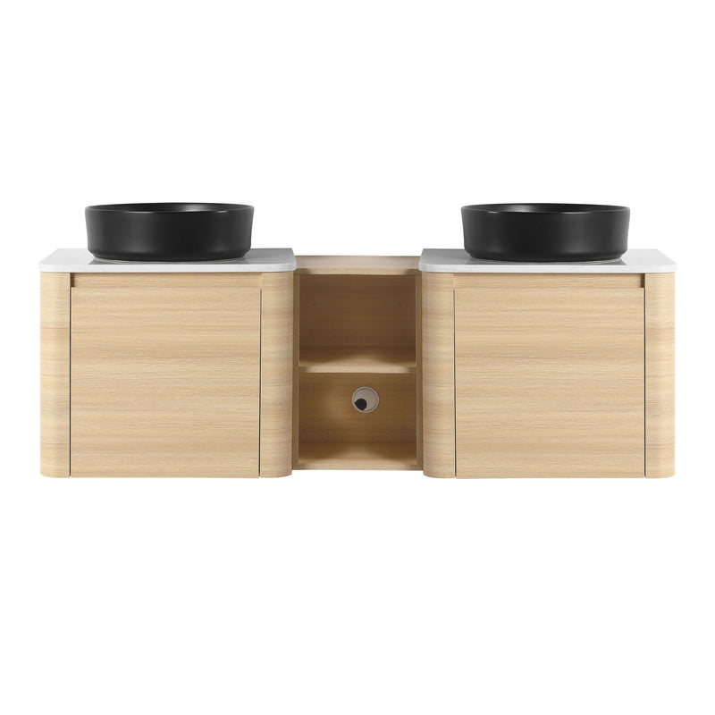 Mounted Bathroom Vanity With Art Sink, 1 Storage Shelf, Soft Close Door