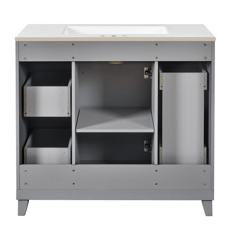 Bathroom Vanity With Ceramic Sink, Soft Close Doors, Adjustable Shelves