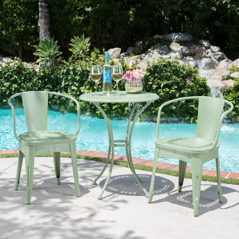 Ambrosia - 3 Piece Bistro Set With Leaf Motifs Top And Seat