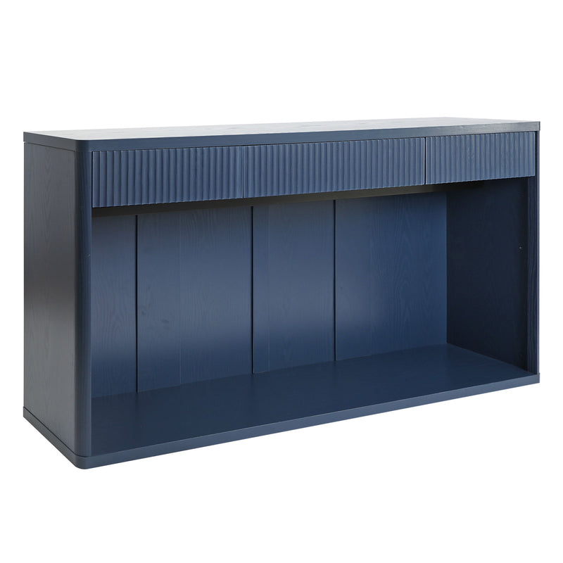 Fluted Console Table With 3 Drawers, Long Sofa Table Behind Couch For Living Room