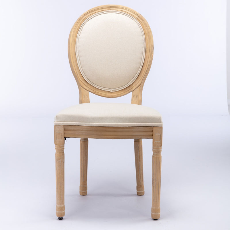 French Style Solid Wood Frame Antique Painting Fabric Back Dining Chair (Set of 2)