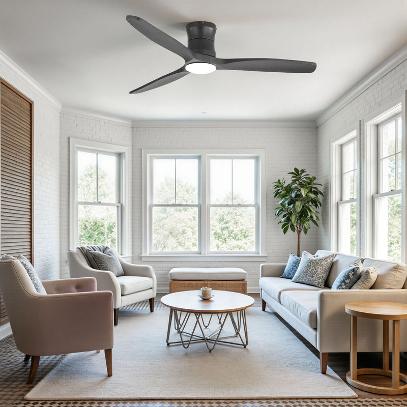 52" Ceiling Fan With Light, Dimmable DC Reversible Motor, 3 Blades