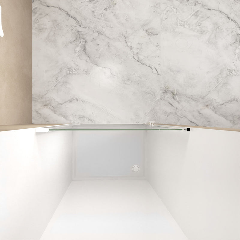 Shower Door With Explosion Proof Safety Film, Half Frame Design - Chrome