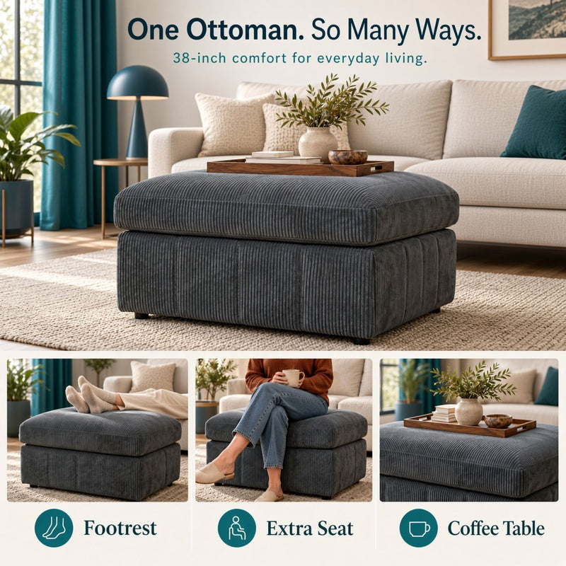 Oversized Ottoman Footrest, Living Room Accent
