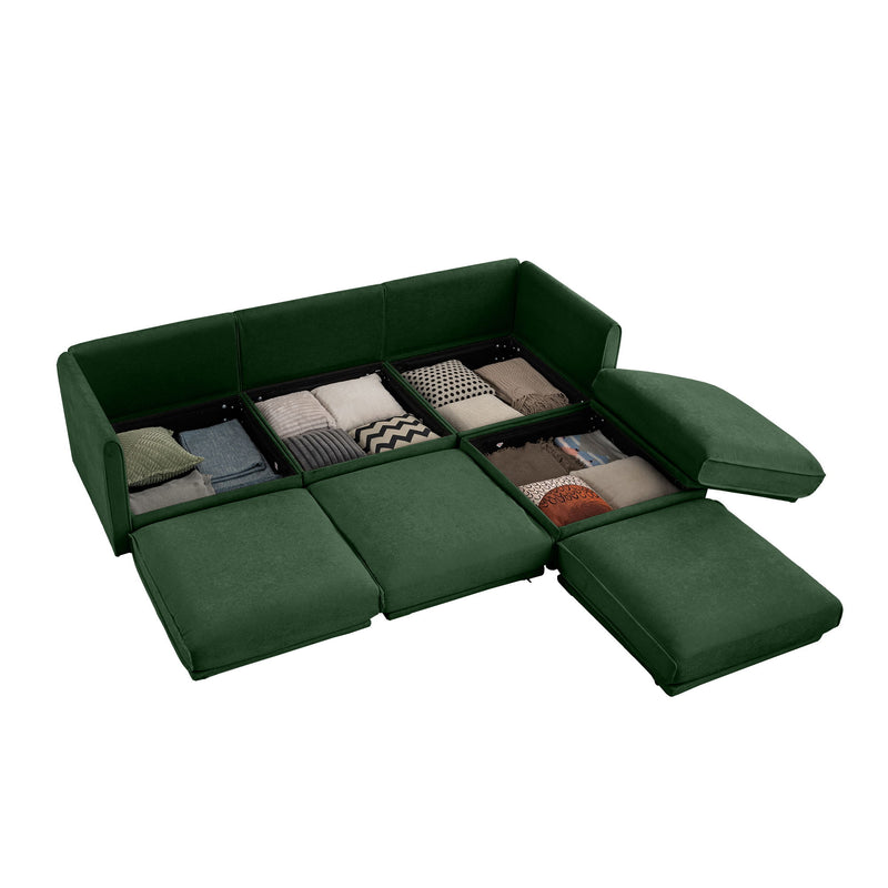 Contemporary Elegant Sofa With Storage And Ottoman