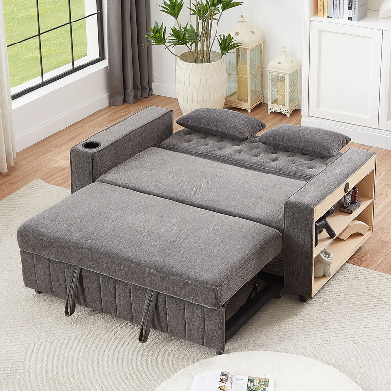 Pull-Out Sofa Bed Convertible Couch With Adjustable Backrest For Living Room