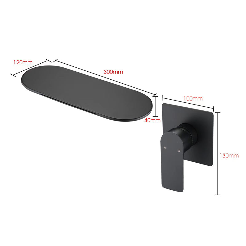 Modern Wall Mount Bathtub Faucet Single Handle With Waterfall Tub Spout And Rough