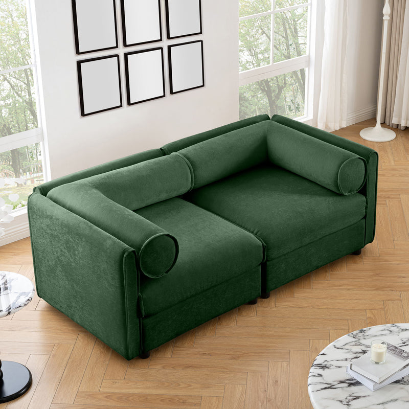 Stylish Sofa With Storage Seat And Cylindrical Backrest