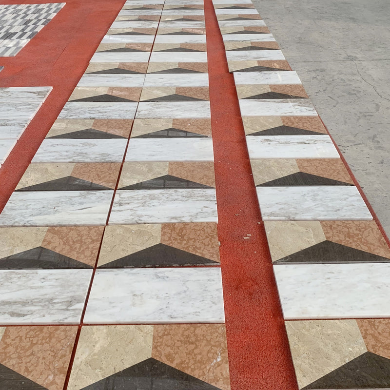 Waterjet Marble 4 Color Marble For Floor And Wall Polished Marble Tile Stone 1 Box Each Pattern 2 Pieces - White / Multi