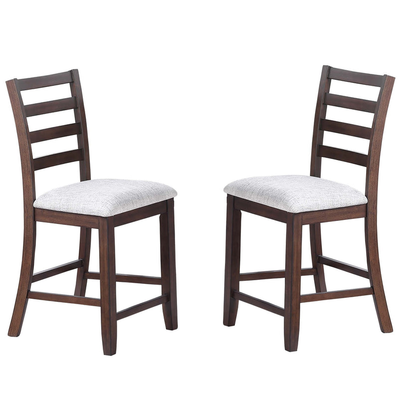 Ladder Back Design Counter Height Dining Chairs (Set of 2) - Walnut