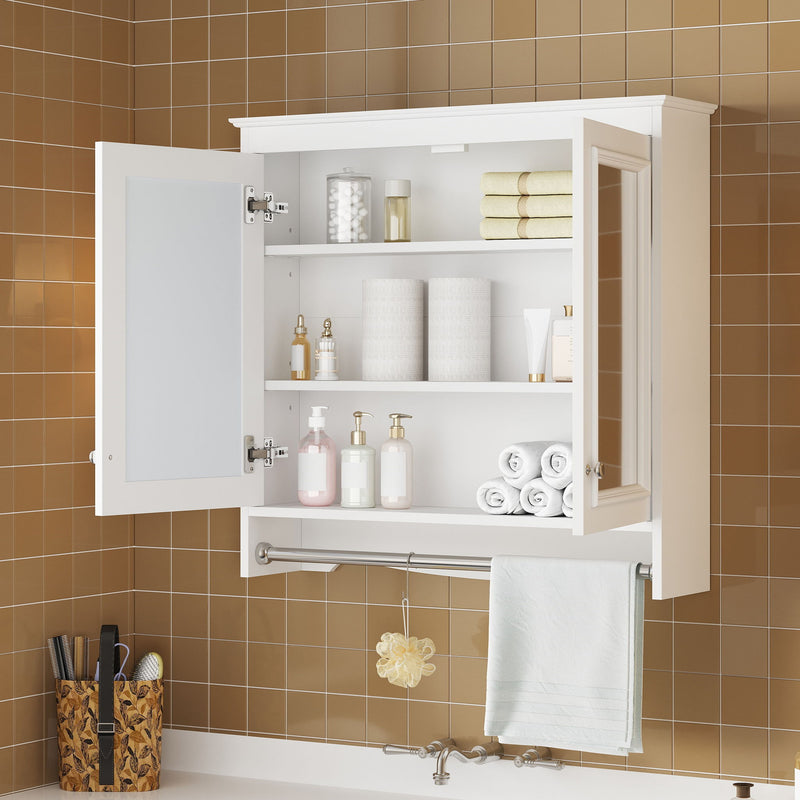 Modern Wall-Mounted Mirror Cabinet With Adjustable Shelves, Soft-Close Doors, High-Definition Mirror