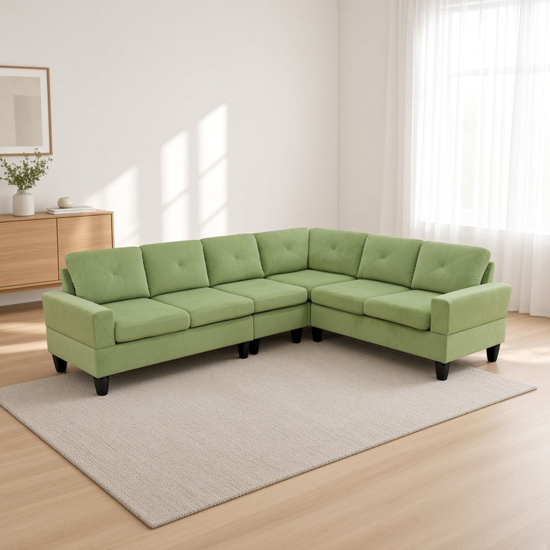 Modular L - Shaped Sectional Sofa 6 Seater 4 Piece Couch With Chaise