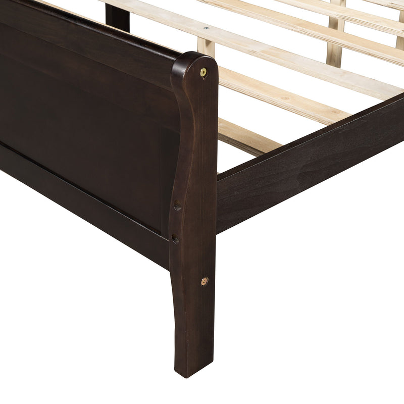 Platform Bed Frame Mattress Foundation Sleigh Bed With Headboard / Footboard / Wood Slat Suppor