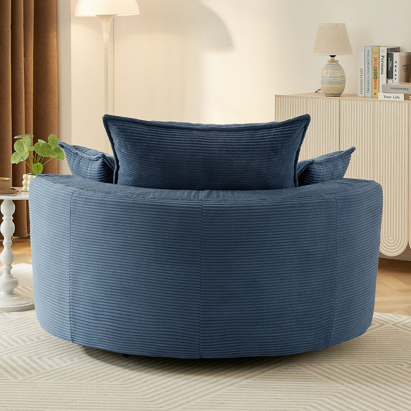 360° Swivel Accent Barrel Chair With Dual Layer Cushion And 3 Removable Pillows