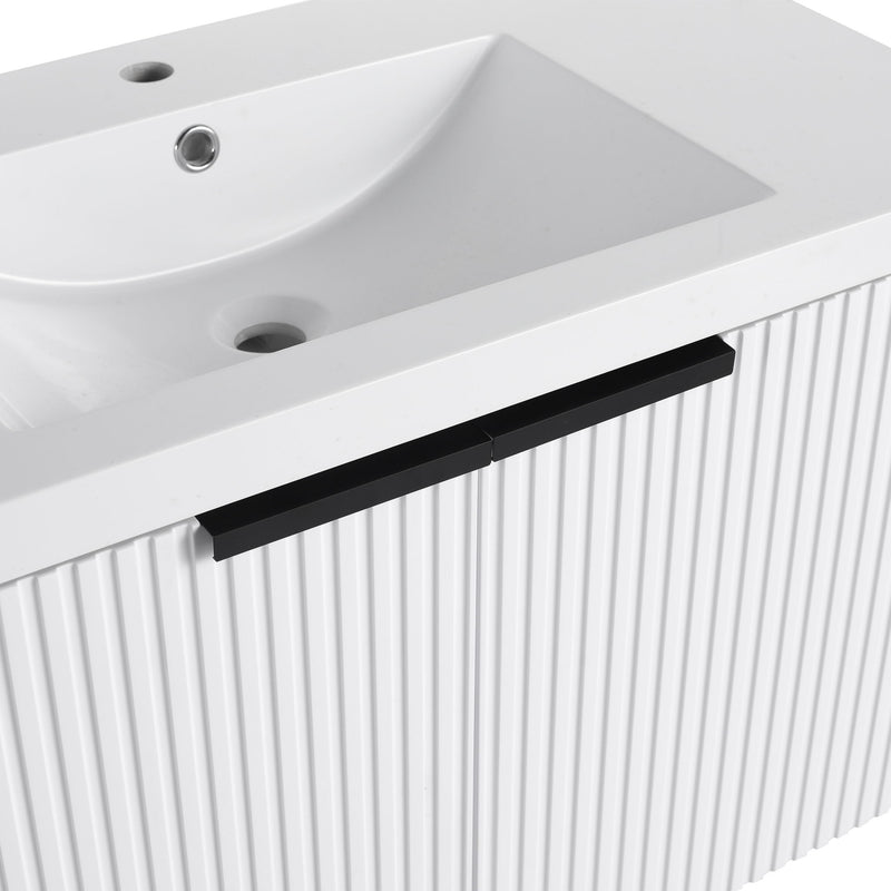 Contemporary Wall Mounted Bathroom Vanity With Resin Double Sink