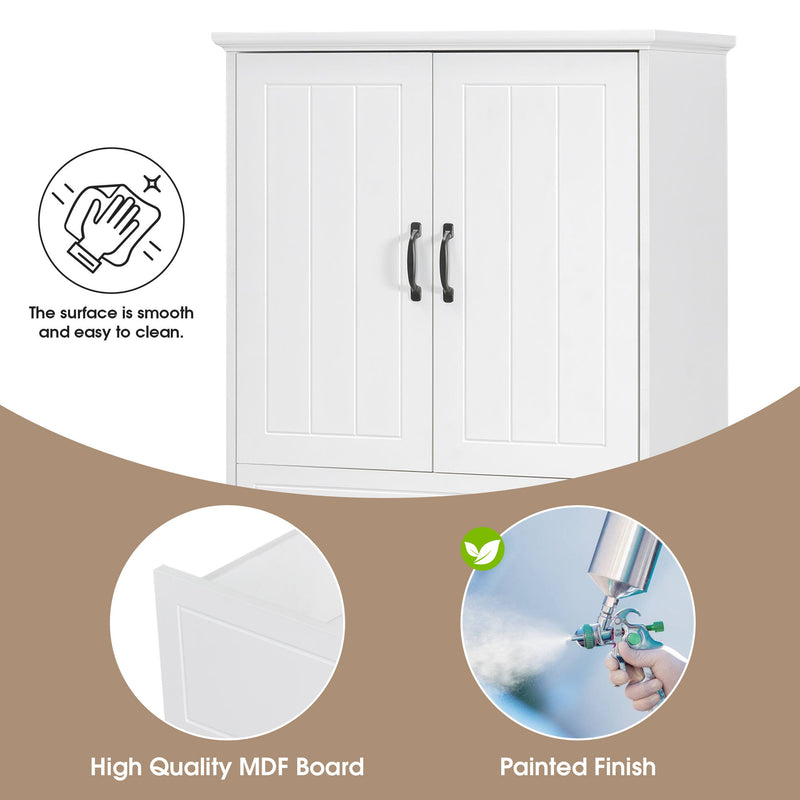 Modern Bathroom Storage Cabinet With Two Laundry Baskets, One Drawer, Adjustable Shelf