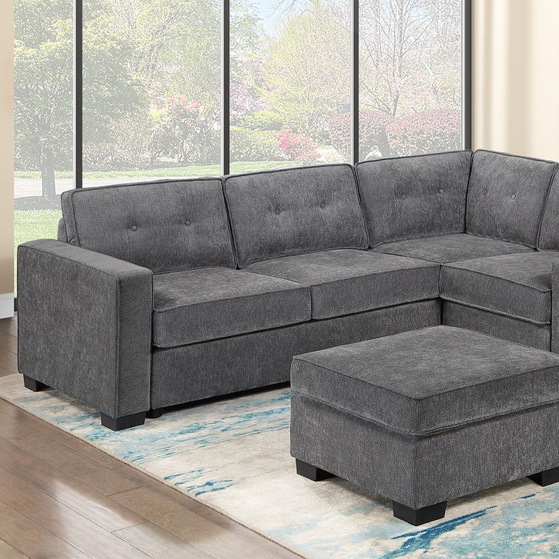 Sectional Set With Reversible Loveseat, USB Console, Corner Wedge & Ottoman