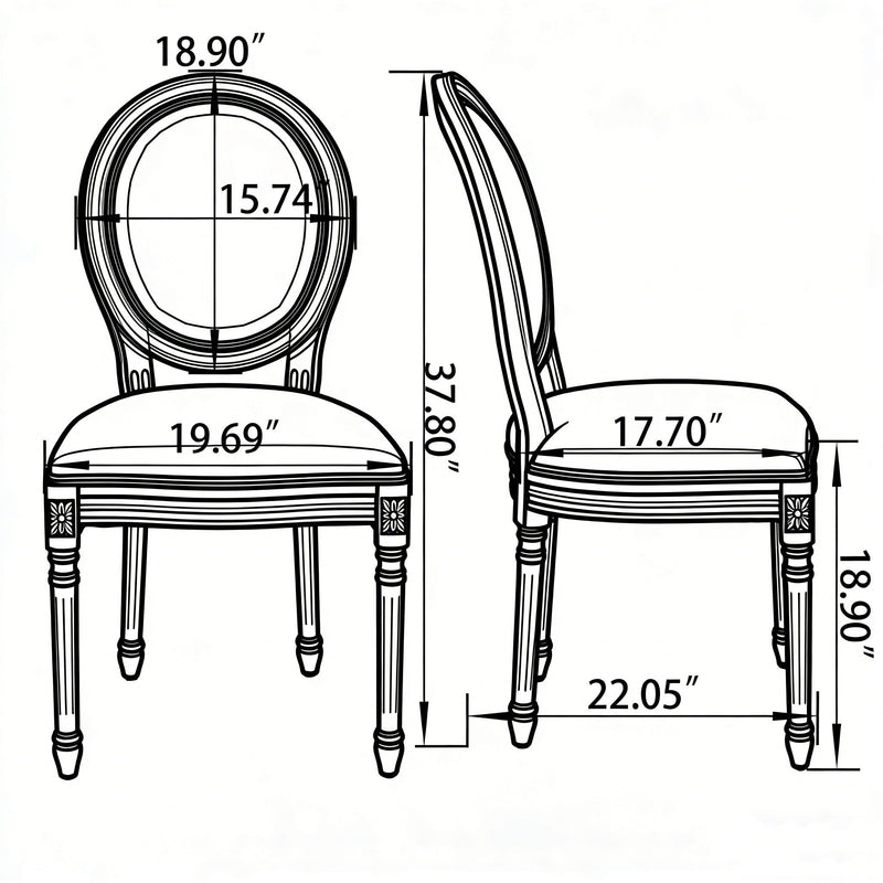 Dining Chairs Upholstered With Sponge Round Back (Set of 2) - Black