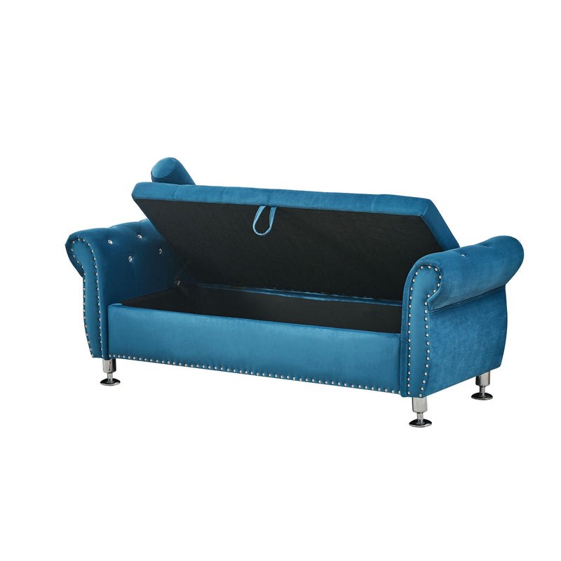 Storage Bench With Crystal Buttons And 1 Pillow For Bedroom
