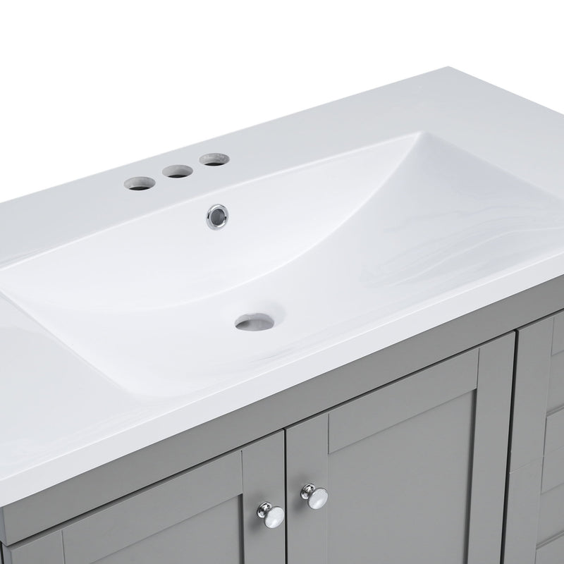 Shaker Free Standing Bathroom Vanity Cabinet With Sink, Soft Close Drawers, Soft Close Doors