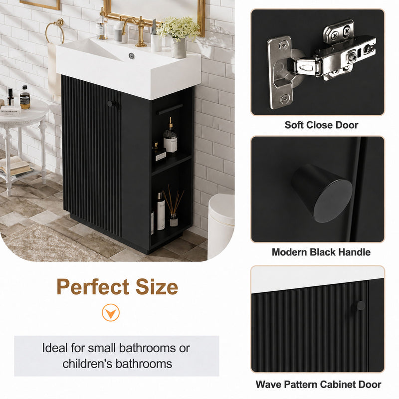 Bathroom Vanity With Sink, Freestanding Wood Grain Cabinet With Storage