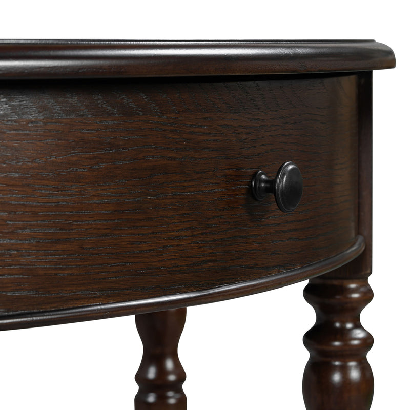Half Moon Console Table With Drawer & Shelf