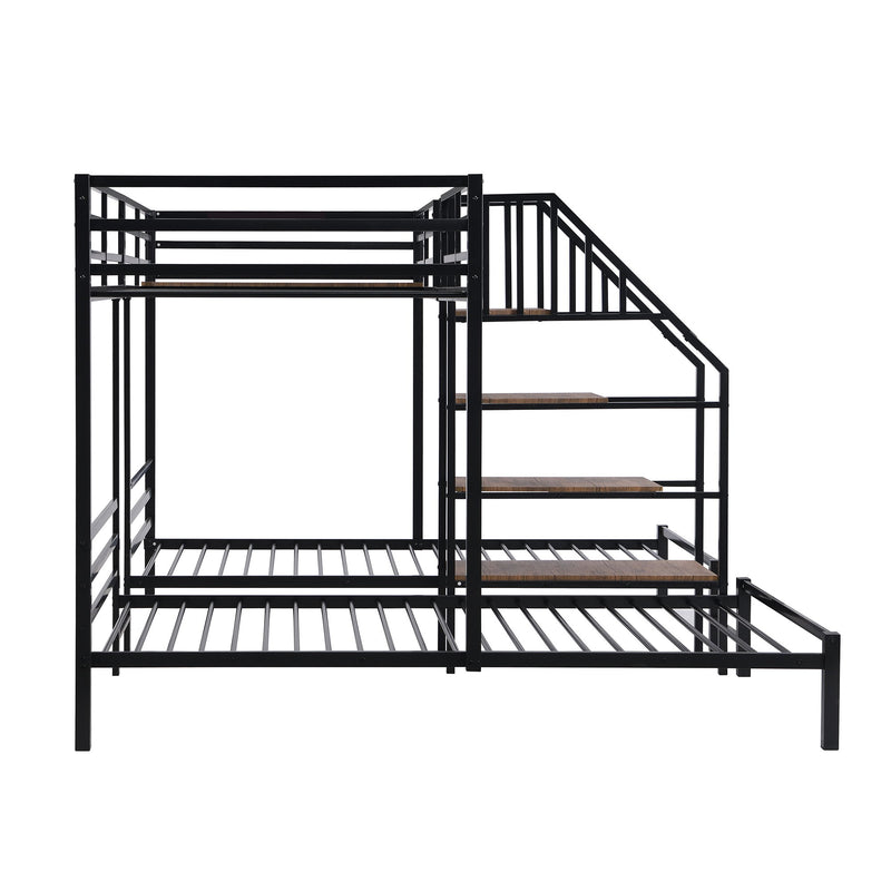 Metal Bunk Bed With Storage Shelves Staircase