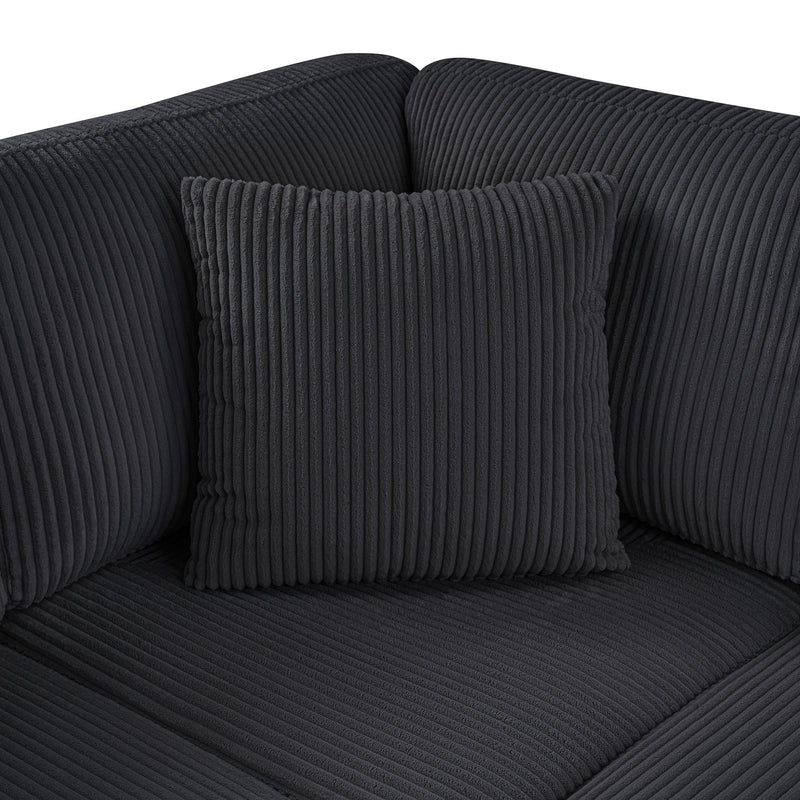 Oversized Sectional U-Shaped Sofa With Chaise Lounge And Three Soft Throw Pillows