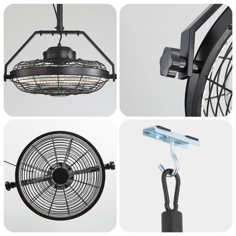 21" Outdoor Ceiling Fan With Dimmable LED Light, 7 Blades, Reversible DC Motor For Gazebos - Matte Black
