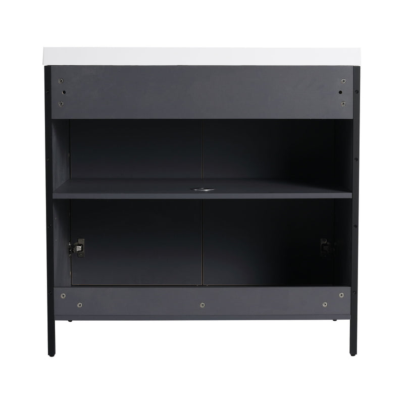 Modern Freestanding Bathroom Vanity With Resin Sink & Soft Close Cabinet Doors