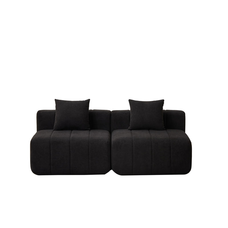 Modular Sectional Sofa With 2 Pillows, Symmetrical Design
