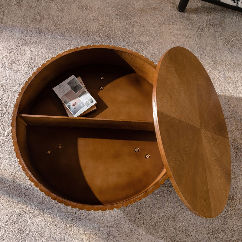 Round Retro Coffee With Solid Wood Legs