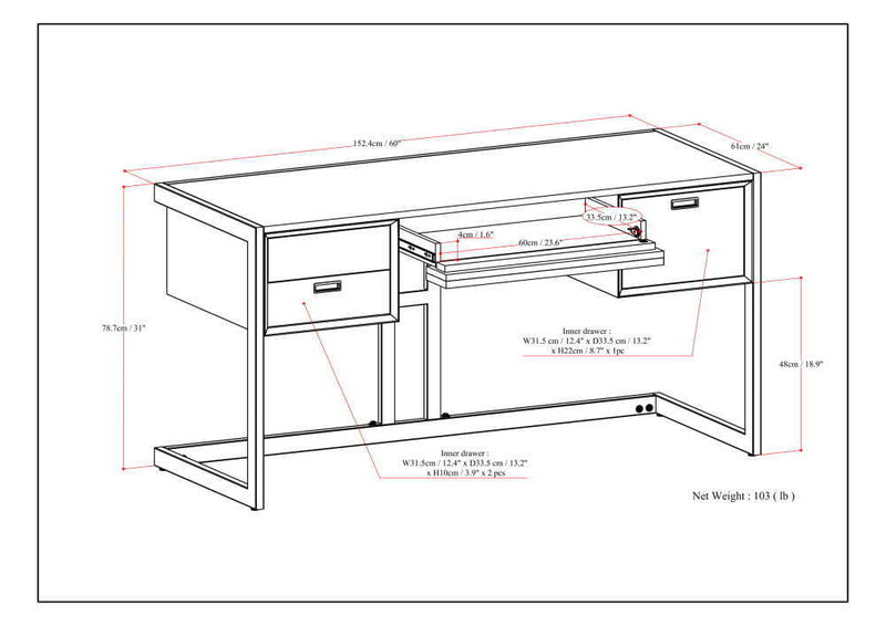 Hampden - Desk - Gray