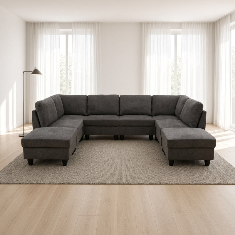 8 Piece Modular U - Shape Sectional Sofa