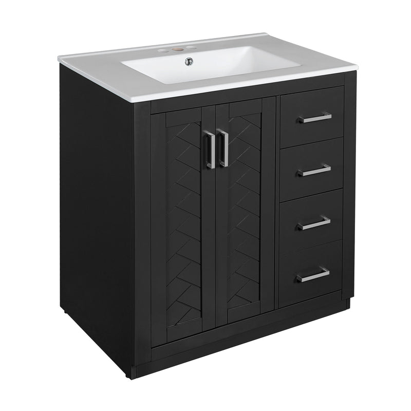 Bathroom Vanity With Sink, Storage Cabinet, Freestanding Set With 3 Drawers & Soft Closing Doors
