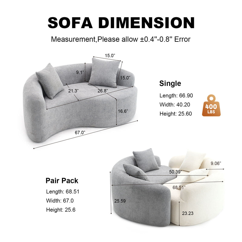 Tai Chi - Curved Dual Depth Loveseat
