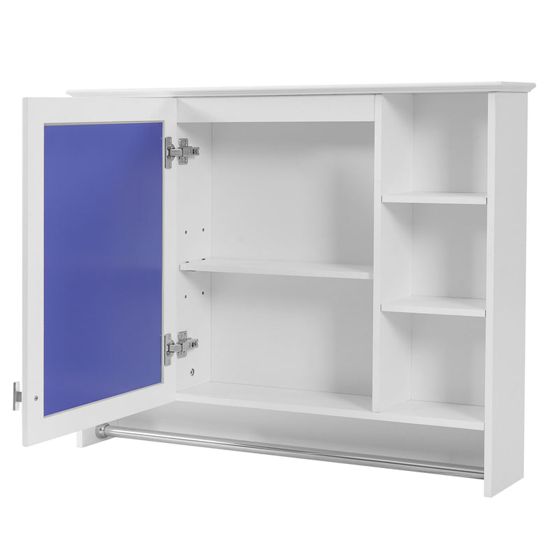 Modern Wall Mounted Mirror Cabinet With Adjustable Shelf, Soft Close Door, And Towel Bar