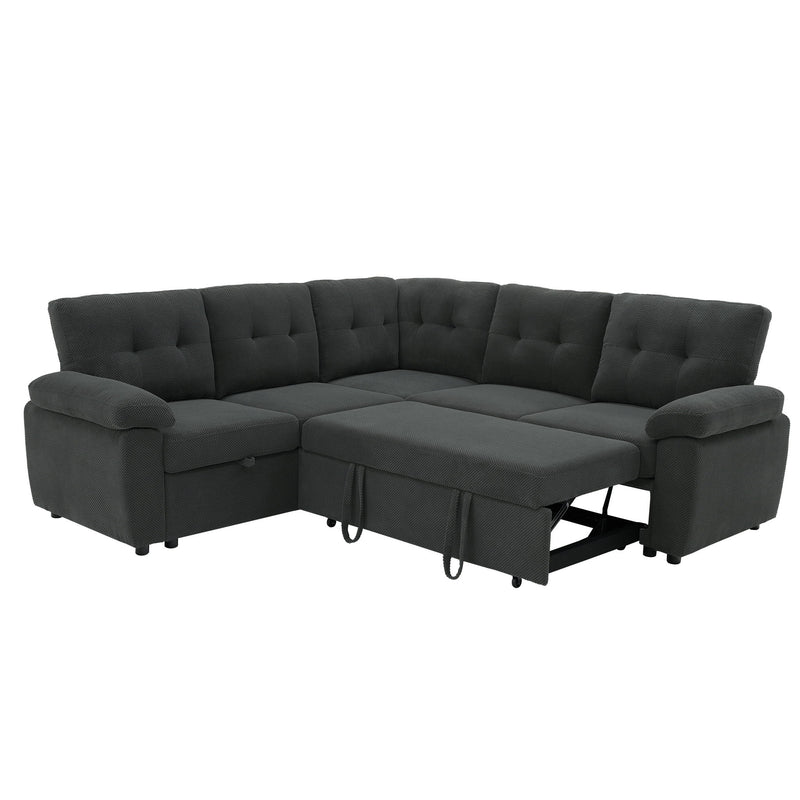 Convertible Sectional Sofa Bed With Pull Out Sleeper And Storage
