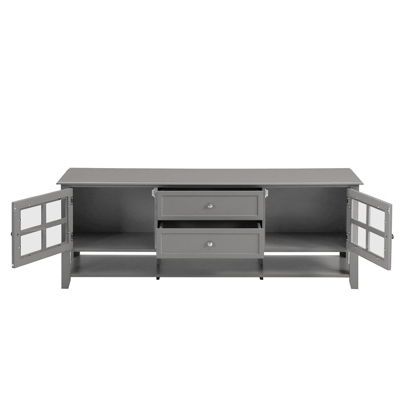 TV Stand, Entertainment Center With Dual Drawers And Hidden Storage, Cabinet With Soft Closing Doors And Sleek Panel Design